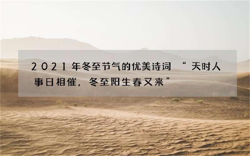 2021年冬至节气的优美诗词 &ldquo;天时人事日相催，冬至阳生春又来&rdquo